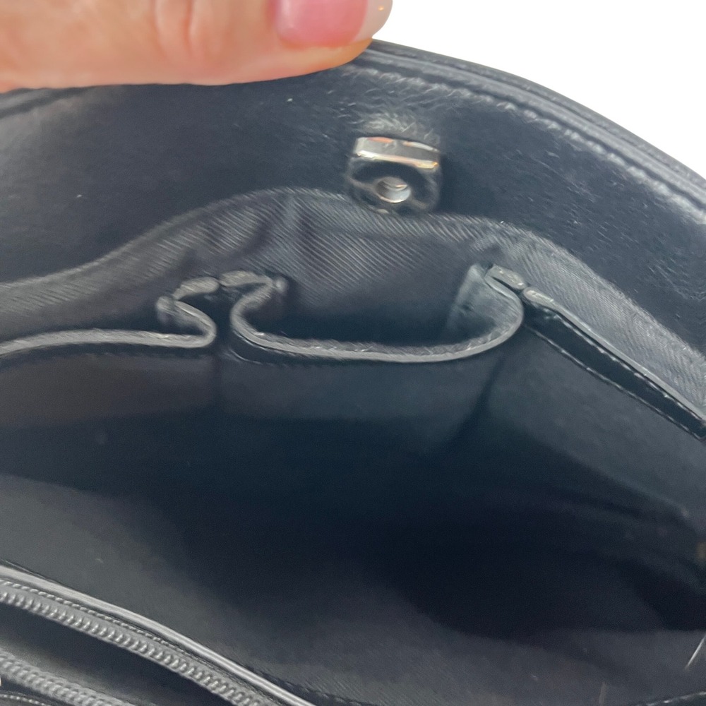 Liz Claiborne Black Pebbled Faux Leather Work‎ Tote Shoulder Bag - Picture 8 of 14